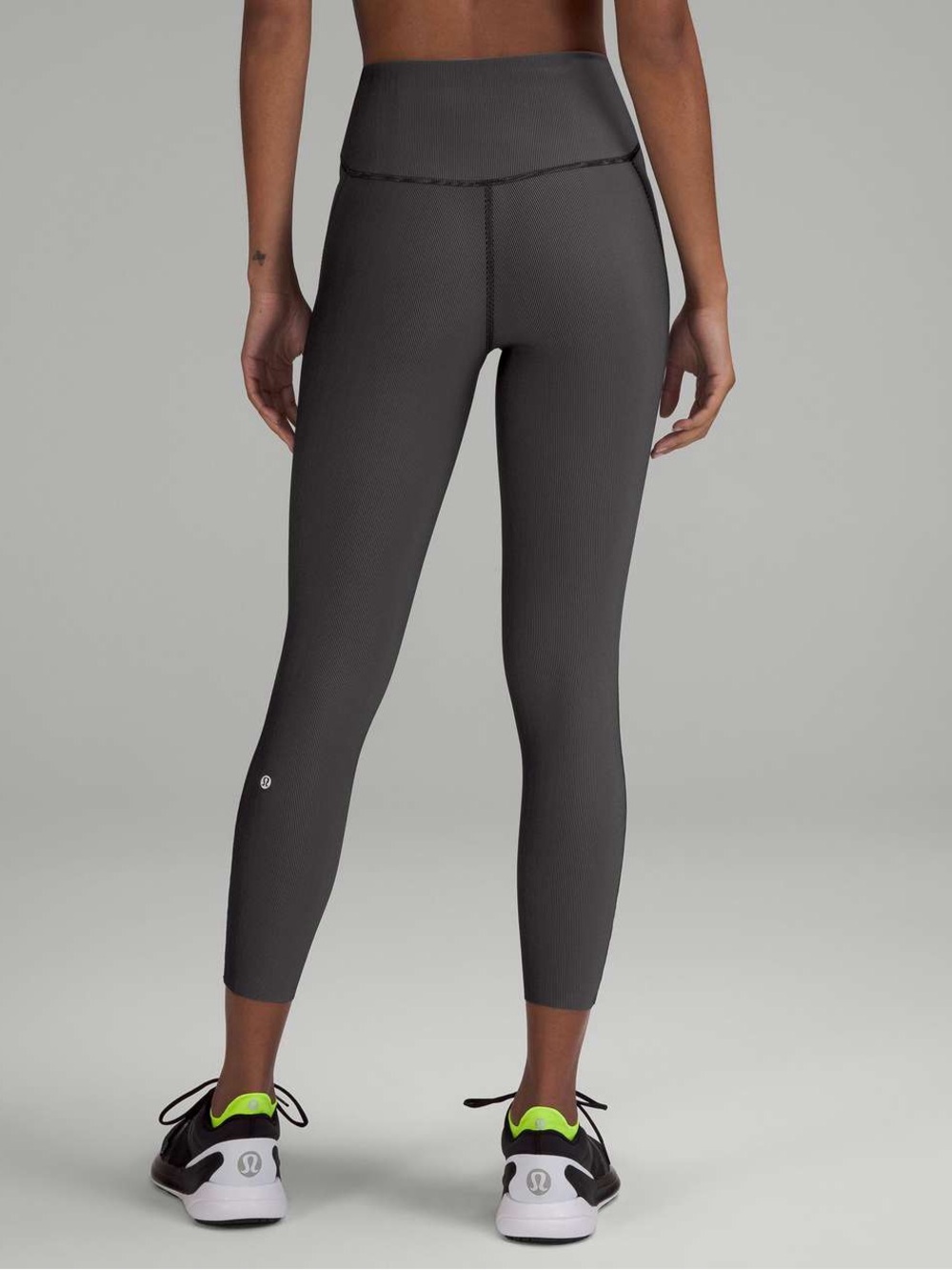 Lululemon Base Pace High-Rise 25” Leggings Two-Toned Ribbed Black Gull Grey